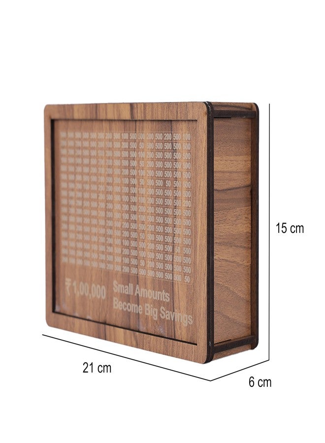 nexat Wooden Piggy Bank for Kids & Adults, Coin Box with Carved Design, Savings Box, Mini Bank, Donation Box, Smart Money Box, Wooden Coin Box, Money Saver, Piggy Bank with Numbers (2) - Image 2